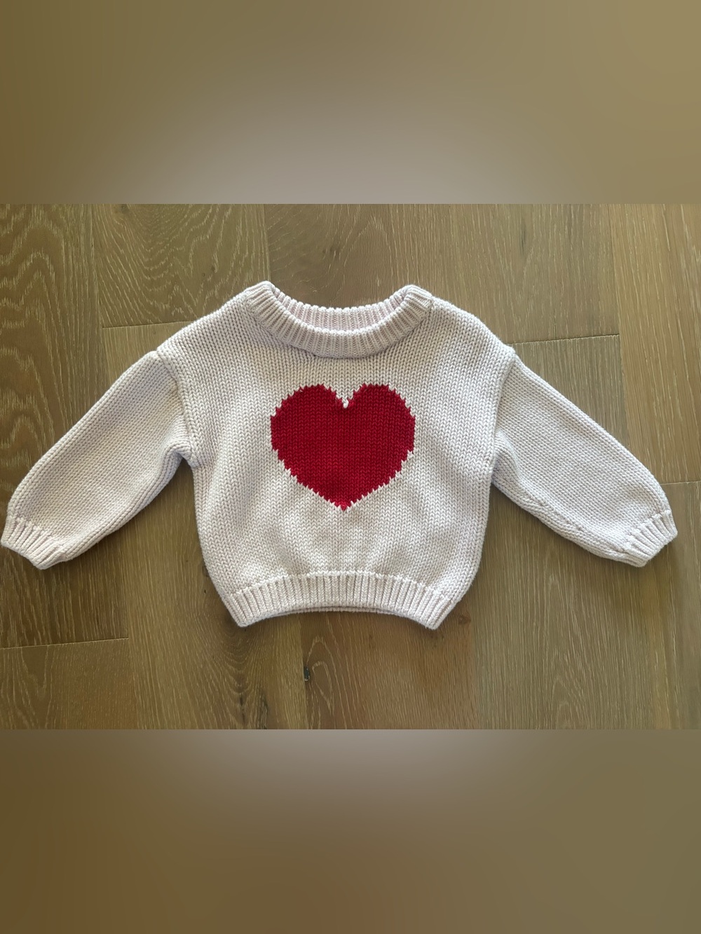 Baby Gap Pink Knit Sweater with Red Heart Motif - 12-18 months